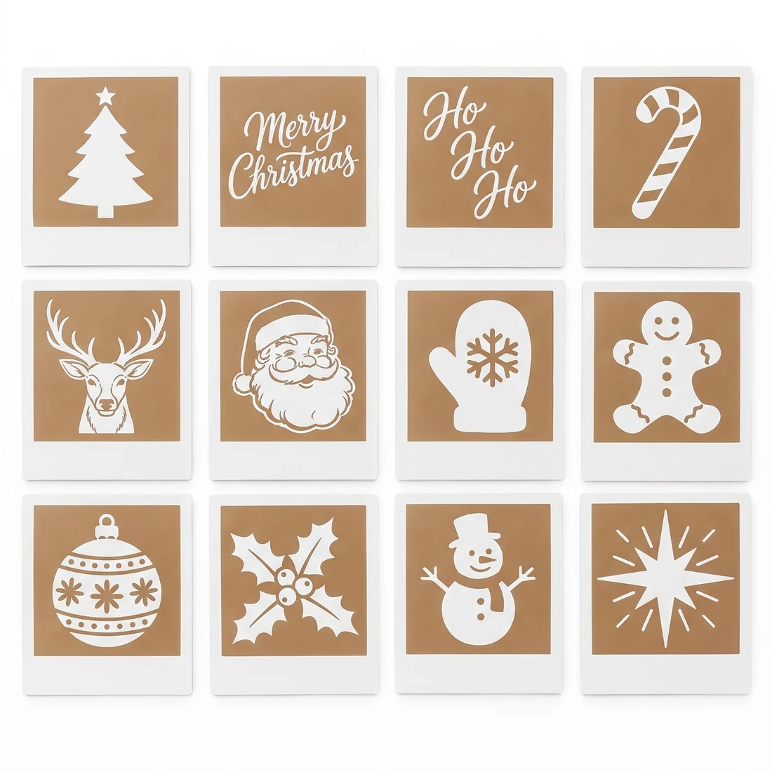 The 12-piece Christmas stencil set for coffee foam art